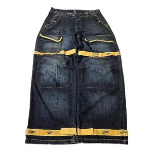 insanely faded Grunge Blue Perfect Baggy MFG strap double knee jeans